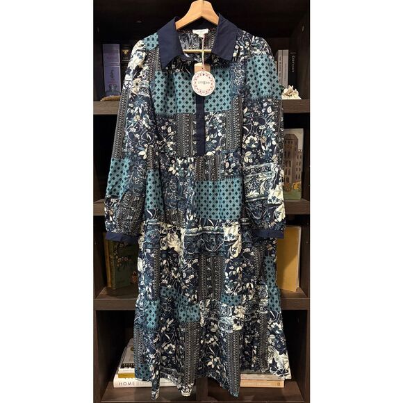 Umgee Dresses & Skirts - NWT Umgee Blue & White Pachwork Midi Length Dress Size Small